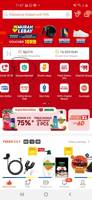 Halaman utama Aplikasi Shopee Halaman utama Aplikasi Shopee