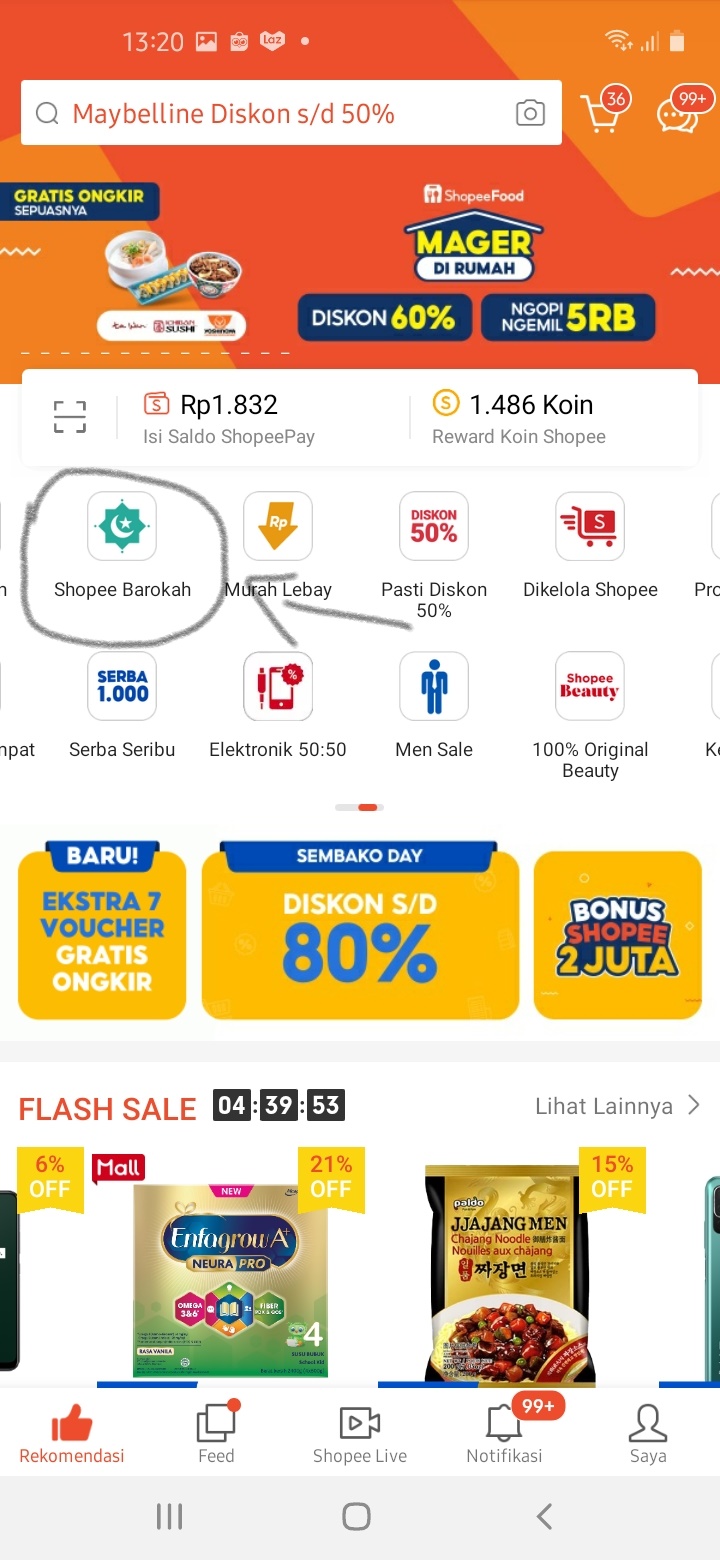 Halaman utama Aplikasi Shopee Halaman utama Aplikasi Shopee