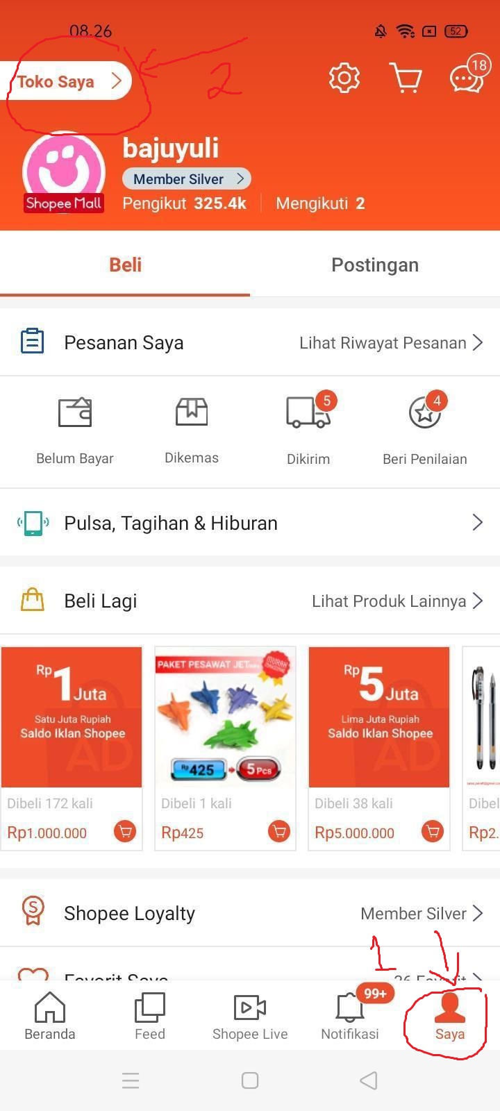 Tampilan Akun Profil Shopee Tampilan Akun Profil Shopee